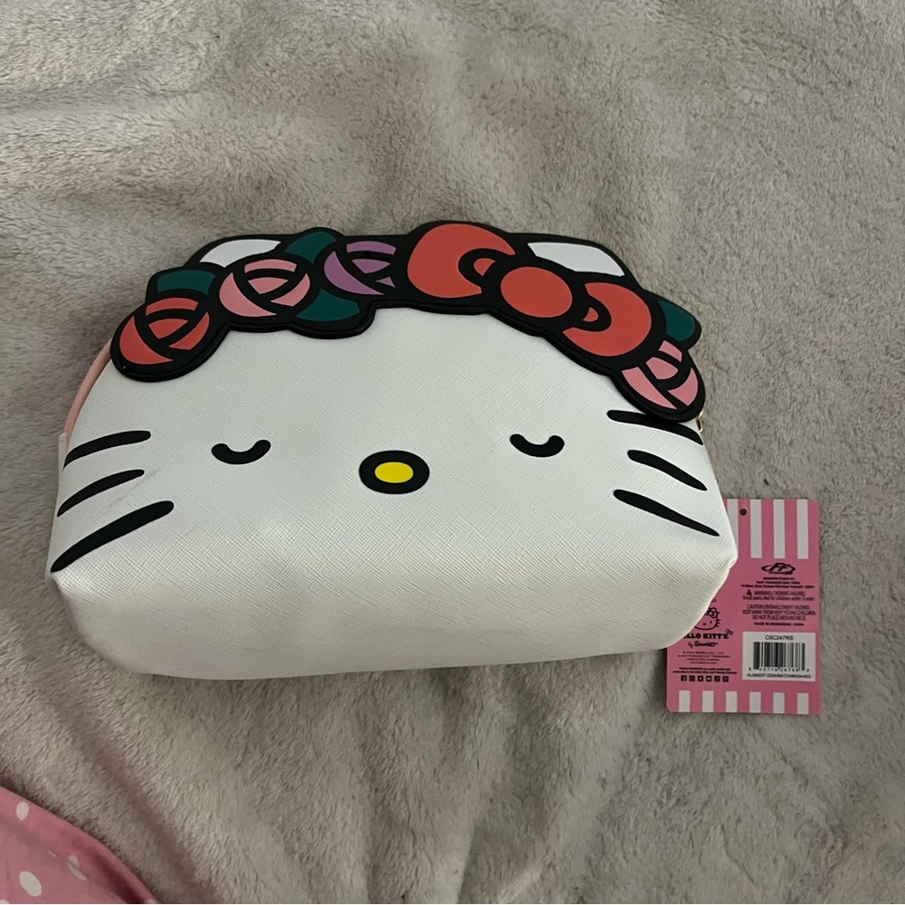 Hello Kitty White Cosmetic Bag with Pink and Red Accents